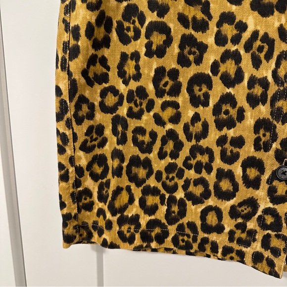 Lauren Ralph Lauren Leopard Print Button Front Skirt Linen Blend Size 14 Women’s - Picture 3 of 10